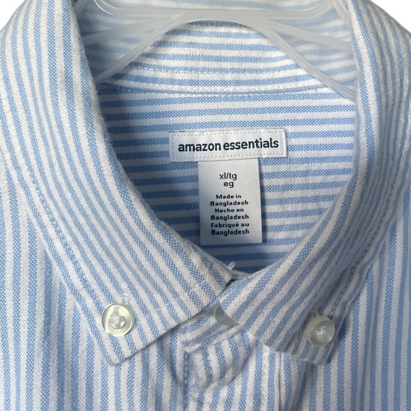 Amazon Essentials Long Sleeve Blue Striped Casual Buttondown Shirt - Picture 4 of 5